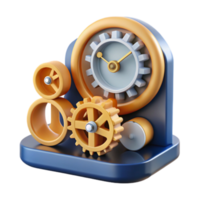 3D Render of Interlocking Gears and Clock Mechanism png