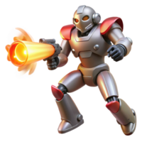 3D Render of a Futuristic Robot Firing a Weapon png