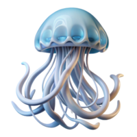 3d render do uma azul medusa com grandes tentáculos png