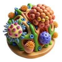 Vibrant 3D Render of Microscopic Lifeforms, Colorful Abstract Cell Structure Illustration png