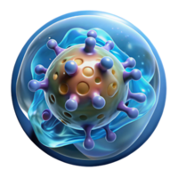 3D Render of a Virus Particle in a Cell Microscopic Illustration png