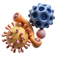 3D Illustration of Microscopic Cellular Structures Abstract Background png