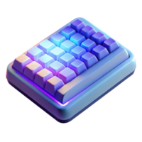 3D Render of a Compact Illuminated Keyboard, Blue and Purple Gradient png
