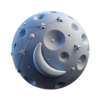 Celestial Sphere 3D Render Moon, Stars, and Constellations in a Stylized Design png