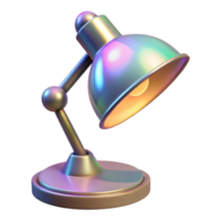 Iridescent Desk Lamp 3D Render, Colorful Metallic Office Light, Modern Study Illumination png