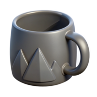 cinzento caneca 3d modelo com montanha Projeto png