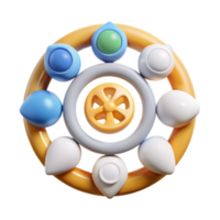 Abstract 3D Render Circular Design with Colorful Droplets and Central Element png