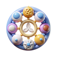 Whimsical 3D Render of a Circular Abstract Design with Pastel Colors png