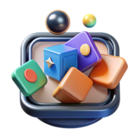 Vibrant 3D Render Colorful Cubes and Spheres Abstract Background Image png