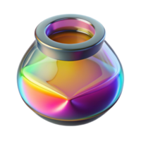 Iridescent Glass Jar 3D Render Abstract Background png