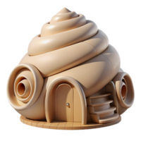 Whimsical Shell House 3D Render Cartoonish Architecture, Fantasy Home, Spiral Design, Beige Hues, Playful Structure, Cute Cottage, Unique Building, 3D Illustration, Abstract Home Design, Digital Art png