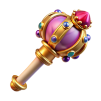 Isometric Golden Scepter with Gems png