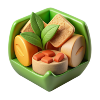 3D Render of Assorted Colorful Candies in a Green Box png