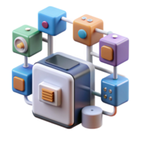 Colorful 3D Render of Interconnected System Cubes Abstract Background Image png