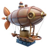 Steampunk Airship 3D Render Illustration - Vintage Dirigible Design png