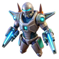 Futuristic Armored Robot Illustration A 3D Render of a Powerful Mech Warrior png