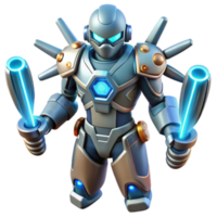 3D Render of Futuristic Armored Robot with Energy Weapons png