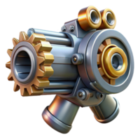 Gear-Driven 3D Render of a Futuristic Rotary Cannon png