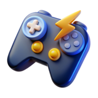 3D Render Game Controller Icon, Power, Energy, Gaming, Blue, Yellow, Digital, Joystick, Button, Abstract Graphic Resource png