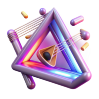 Abstract 3D Render of Glowing Triangular Structure with Geometric Elements png