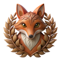 3D Render of a Fox with Autumn Leaves png