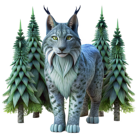 Majestic 3D Render of a Lynx in a Winter Forest png