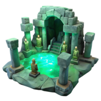 Enchanted Pool 3D Model Ancient Ruins, Glowing Water, Mystical Statues, Stone Architecture, Fantasy Game Asset png
