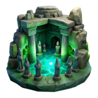 Enchanted Stone Circle 3D Model Mystical Cave Shrine with Glowing Pool png