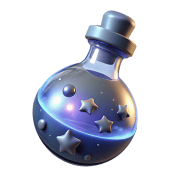 encantado 3d garrafa render brilhando estrelas noite céu líquido poção png