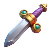 Isometric Rendered Fantasy Dagger with Gems png