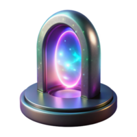 Cosmic Portal 3D Render Glowing Nebula in Metallic Archway png