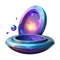 Cosmic Portal 3D Render, Futuristic Galaxy Illustration, Abstract Background, Vibrant Purple and Blue Hues, Open Space, Glowing Nebula, Shiny Metallic Surface png