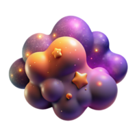 3D Render of Abstract Cosmic Cloud with Stars png