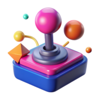 Vibrant 3D Render of a Retro Joystick Controller with Abstract Geometric Elements png