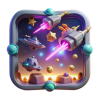 3D Illustration of Futuristic Spaceships and Stars in a Game-Like Setting png