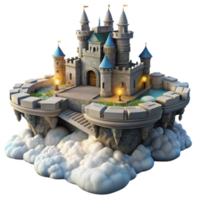 Enchanted Castle on Cloud Island 3D Render png