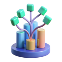 Abstract 3D Render of Growth Chart with Colorful Cylinders and Cubes png