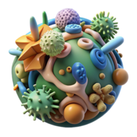 Vibrant 3D Render of a Microscopic World Colorful Organic Forms and Virus Structures png