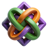 Intricate 3D Render of Intertwined Knot Design, Abstract Geometric Pattern, Colorful Knotwork Illustration png