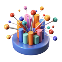 Colorful 3D Render of Abstract Data Visualization with Pins and Cylinders png