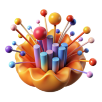 Vibrant 3D Render of Abstract Colorful Flower with Geometric Forms png