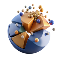 3D Abstract Sphere Pie Chart Illustration with Exploding Colorful Spheres png