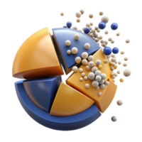 Abstract 3D Render of Exploding Pie Chart with Colorful Spheres png