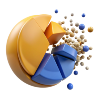 3D Abstract Pie Chart Exploding into Data Spheres Illustration png