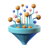 Abstract 3D Render of Colorful Network Structure in Funnel png