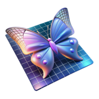 3D Render of a Colorful Butterfly on a Grid Background png