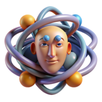 3D Illustration of a Face Encapsulated within an Atomic Structure png