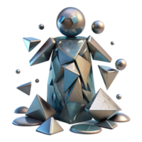Abstract 3D Render of Geometric Figure with Metallic Texture png