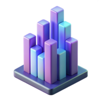 3D Render of Abstract Bar Graph Data Visualization png