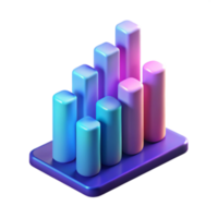 3D Render of Abstract Gradient Bar Chart, Colorful Data Visualization png